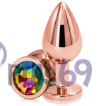 Металлическая анальная пробка Ns novelties Rear Assets Rose Gold Rainbow Medium