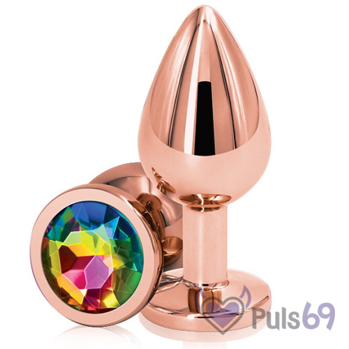 Металлическая анальная пробка Ns novelties Rear Assets Rose Gold Rainbow Medium