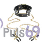 Ошейник Pipedream Fetish Fantasy Gold Collar and Nipple Clamps
