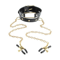 Ошейник Pipedream Fetish Fantasy Gold Collar and Nipple Clamps Ошейник Pipedream Fetish Fantasy Gold Collar and Nipple Clamps