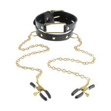 Ошейник Pipedream Fetish Fantasy Gold Collar and Nipple Clamps Ошейник Pipedream Fetish Fantasy Gold Collar and Nipple Clamps