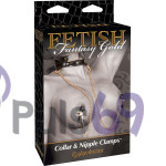 Ошейник Pipedream Fetish Fantasy Gold Collar and Nipple Clamps