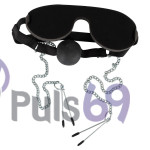 Маска, кляп и зажимы на соски Bad Kitty Mask with Ball Gag and Nipple Clamps  от Orion