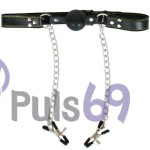 Кляп с зажимами для сосков Fetish Fantasy Extreme Deluxe Ball Gag and Nipple Clamps