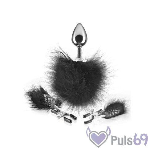 Зажимы для сосков и анальная пробка Feather Nipple Clamps and Butt Plug от Pipedream