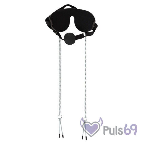 Маска, кляп и зажимы на соски Bad Kitty Mask with Ball Gag and Nipple Clamps от Orion Маска, кляп и зажимы на соски Bad Kitty Mask with Ball Gag and Nipple Clamps от Orion