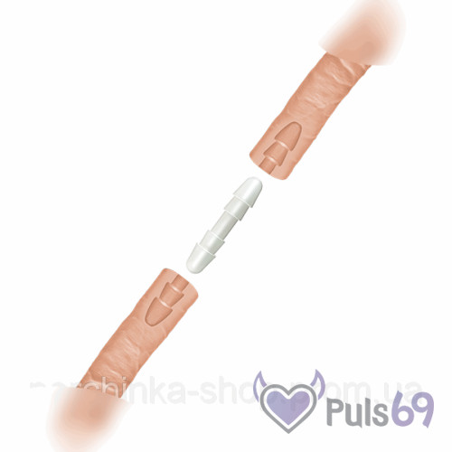 Двухсторонний фаллоимитатор из киберкожи The D Double D 16