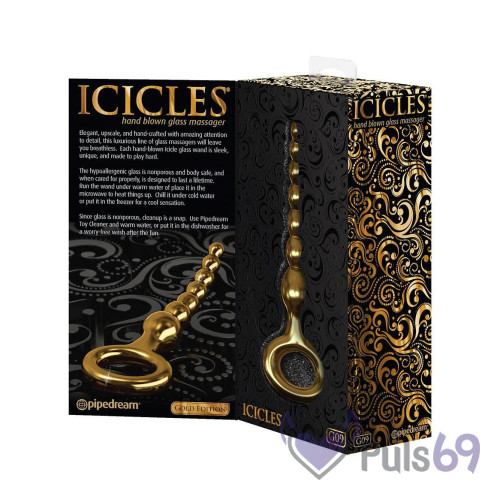 Фаллоимитатор Pipedream Icicles Gold Edition G09 со стекла Фаллоимитатор Pipedream Icicles Gold Edition G09 со стекла