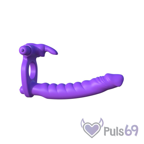 Насадка для двойного проникновения с вибро Fantasy C-Ringz Silicone Double Penetrator Rabbit от Pipedream