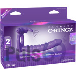 Насадка для двойного проникновения с вибро Fantasy C-Ringz Silicone Double Penetrator Rabbit от Pipedream