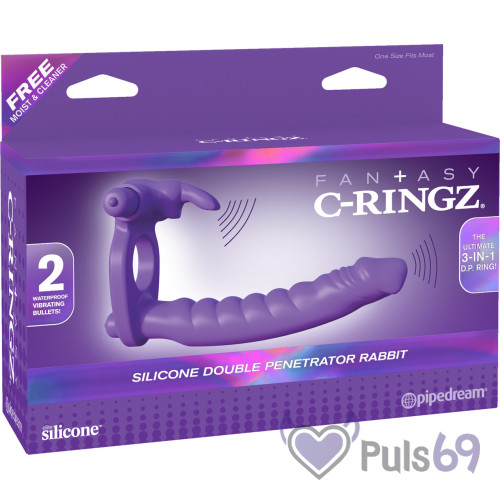 Насадка для двойного проникновения с вибро Fantasy C-Ringz Silicone Double Penetrator Rabbit от Pipedream Насадка для двойного проникновения с вибро Fantasy C-Ringz Silicone Double Penetrator Rabbit от Pipedream