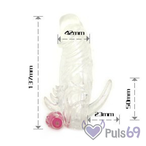 Вибронасадка Penis Sleeve со стимуляцией клитора и ануса от Baile Вибронасадка Penis Sleeve со стимуляцией клитора и ануса от Baile