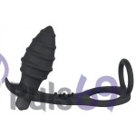 Эрекционное кольцо с анальной пробкой Black Velvets Ring & Plug + Vibe от Orion