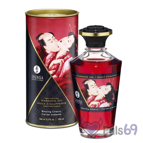 Съедобное согревающее массажное масло Aphrodisiac Warming Oil Blazing Cherry 100 мл