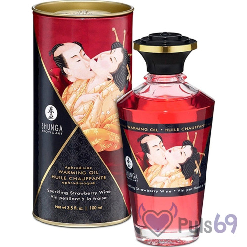 Съедобное согревающее массажное масло Aphrodisiac Warming Oil Strawberry Wine 100 мл