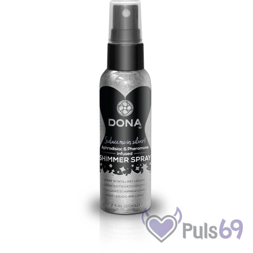 Спрей для тела с блестками и феромонами DONA Shimmer Spray Silver