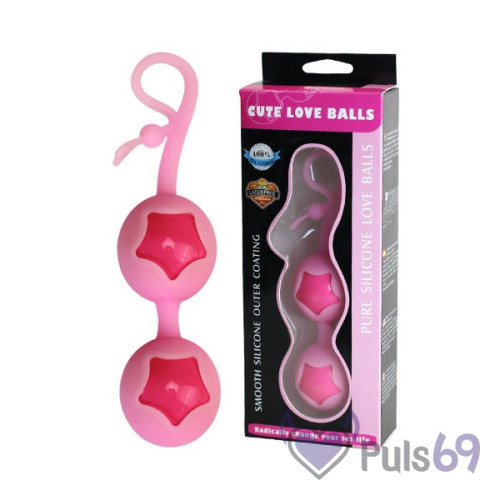 Вагинальные шарики Cute Love Balls со смещенным центром тяжести, розовые Вагинальные шарики Cute Love Balls со смещенным центром тяжести, розовые