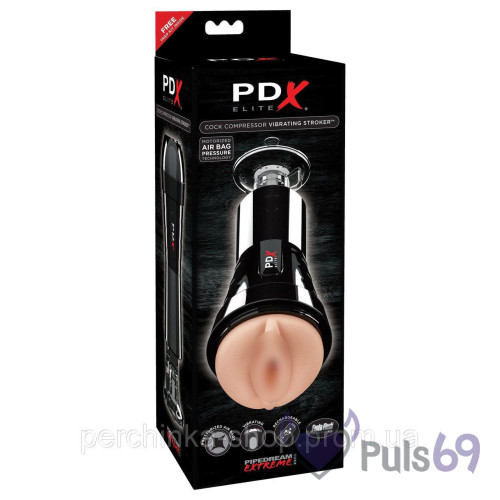 Мастурбатор с вибрацией и вакуумной стимуляцией PDX Elite Cock Compressor Vibrating Stroker от Pipedream Мастурбатор с вибрацией и вакуумной стимуляцией PDX Elite Cock Compressor Vibrating Stroker от Pipedream
