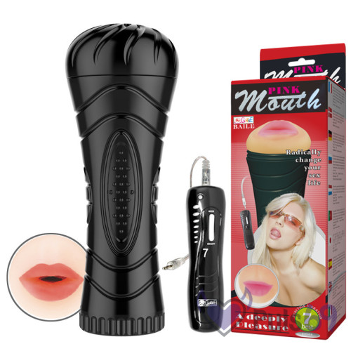 Мастурбатор Pink Mouth с вибрацией от Baile