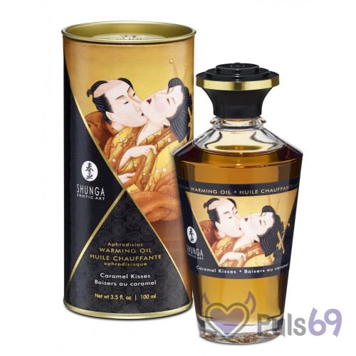 Съедобное согревающее массажное масло Aphrodisiac Warming Oil Caramel Kisses 100 мл