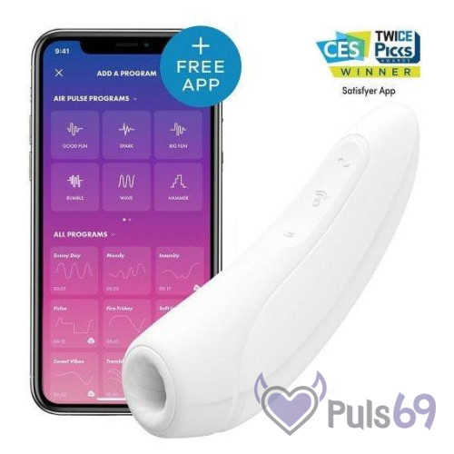 Вакуумный клиторальный стимулятор Satisfyer Curvy 1+ White