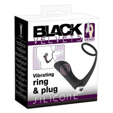 Анальная пробка с кольцом на пенис BLACK Анальная пробка с кольцом на пенис BLACK