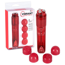 Массажер с 4 насадками VIBRANT красный Массажер с 4 насадками VIBRANT красный