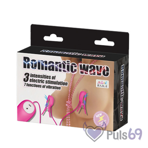 Зажим для сосков ROMANTIC WAVE с пультом (ярко-розовый)