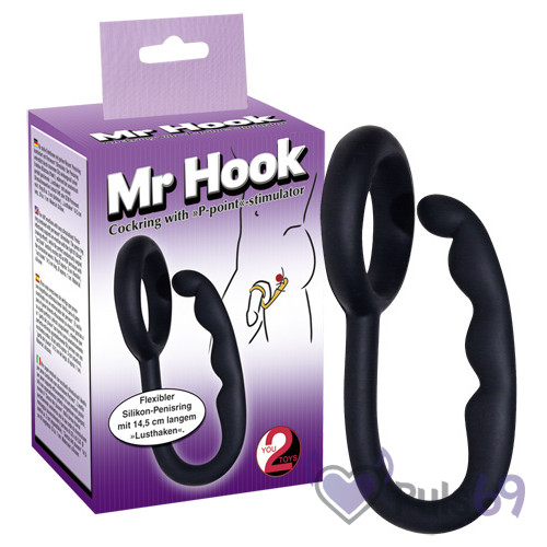 Кольцо для пениса с крюком MR. HOOK черное